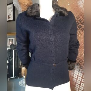 Zara Nwt Wool Blend Belted Carigan With Faux Fur Trim